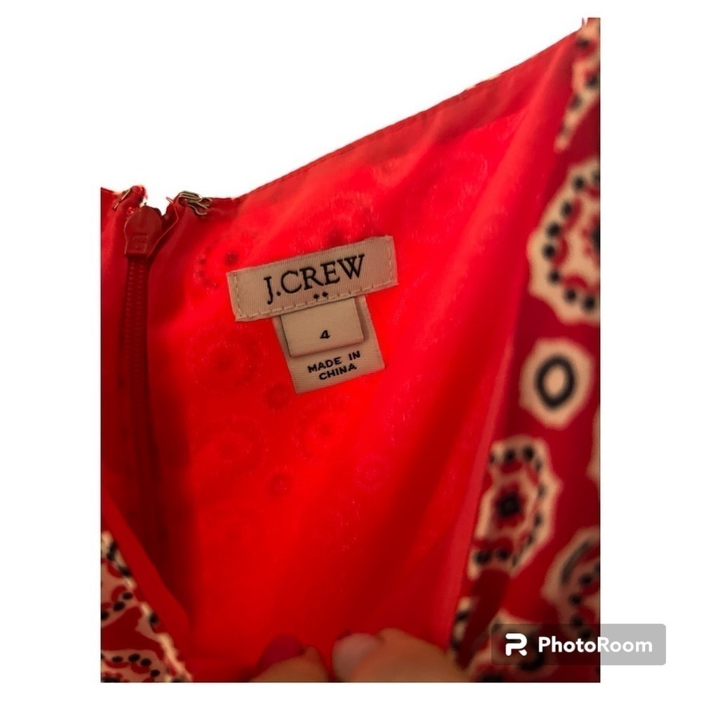 EUC J.Crew red medallion drop waist flouncy dress size 4 - Picture 6 of 7